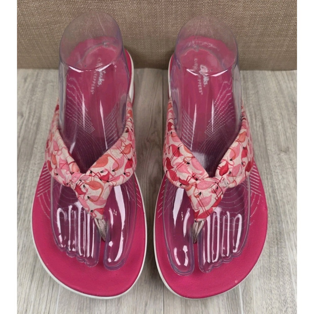 Clarks Cloudsteppers Arla Gilson Womens 10 Hot Pink Flamingos Flip Flop Sandals